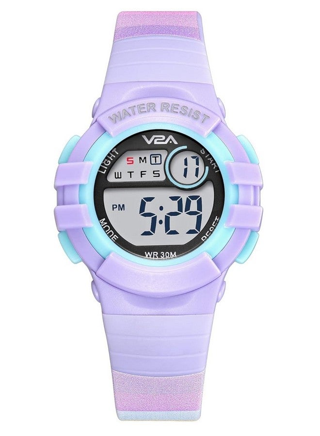 في 2 أية ساعة V2A Resin Girls Rainbow Kids Watch - ساعة بسوار مطبوع، هدايا للبنات من سن 3 إلى 10 سنوات F30 M ساعات رياضية رقمية مقاومة للماء للفتيات من سن 3 إلى 8 سنوات (مينا لافندر وسوار متعدد الألوان)، لون السوار: متعدد الألوان - Image 1