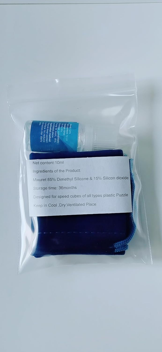 CuberSpeed Cuberspeed Gan Cube Lube Professional Speed Cube Lube Lubricant Oil 10ML with Blue Cube Bag for 2x2 3x3 Cube  - Image 4