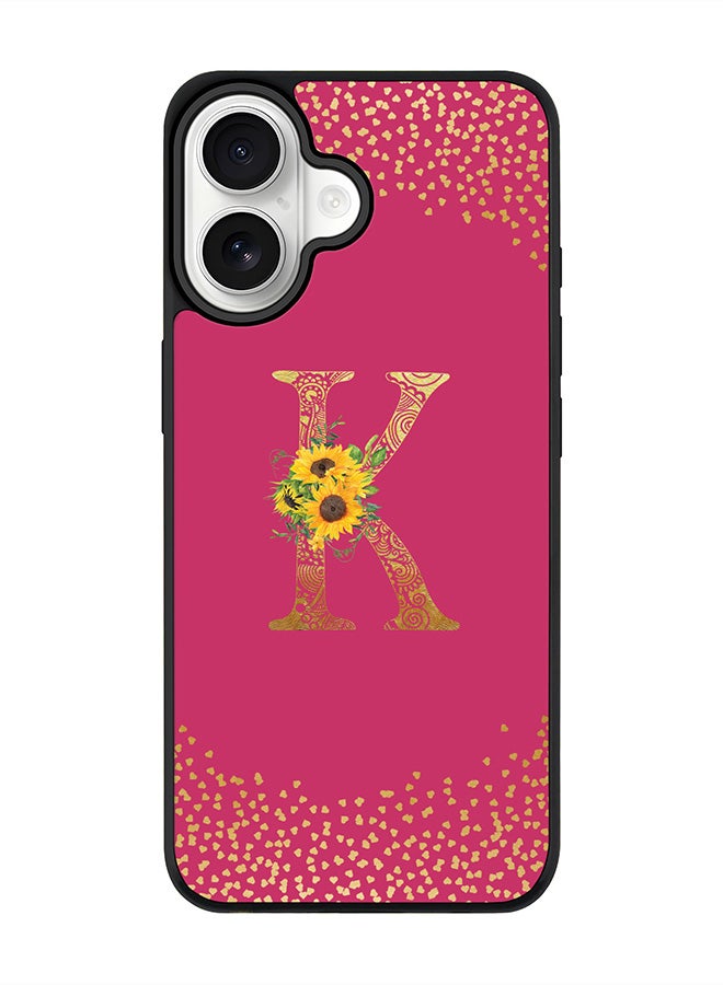 Stylizedd iPhone 17 Case, [Compatible with MagSafe] Slim Magnetic cover Phone Case iPhone 17 -Custom Floral Monogram - K ( Deep Pink ) - Image 1