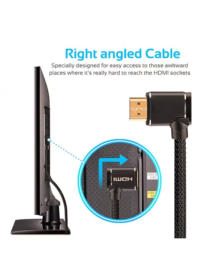 HDMI Cable, High-Speed 90 Degree Right-Angle 4K HDMI 1.5 Meter Cable with 3D Video Support and 24K Gold Plated Connectors, proLink4K1-150 Black  - Image 3