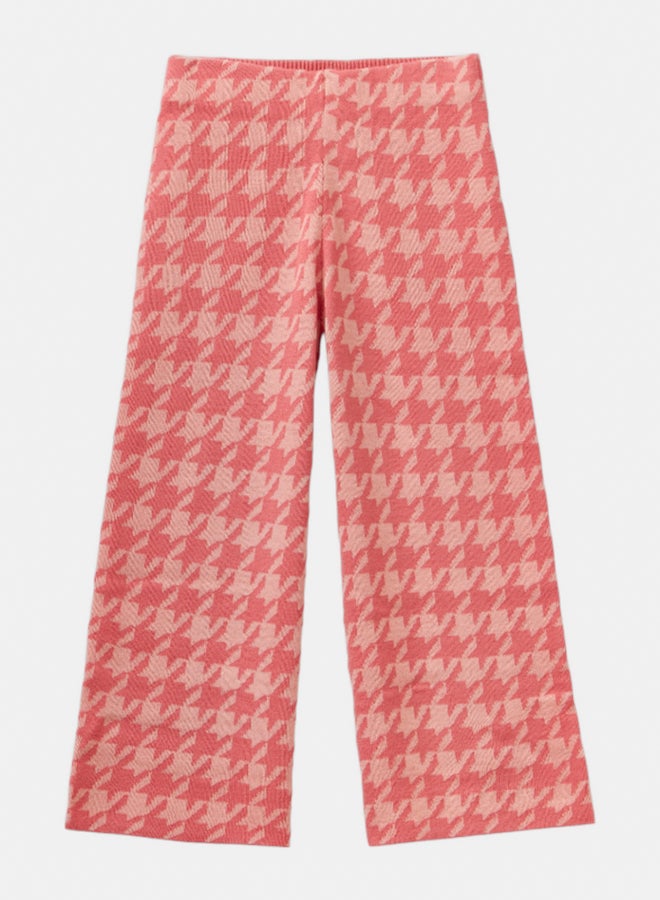 بينيتون بنطلون بنات محبوك بنقشة كلابية - Image 1