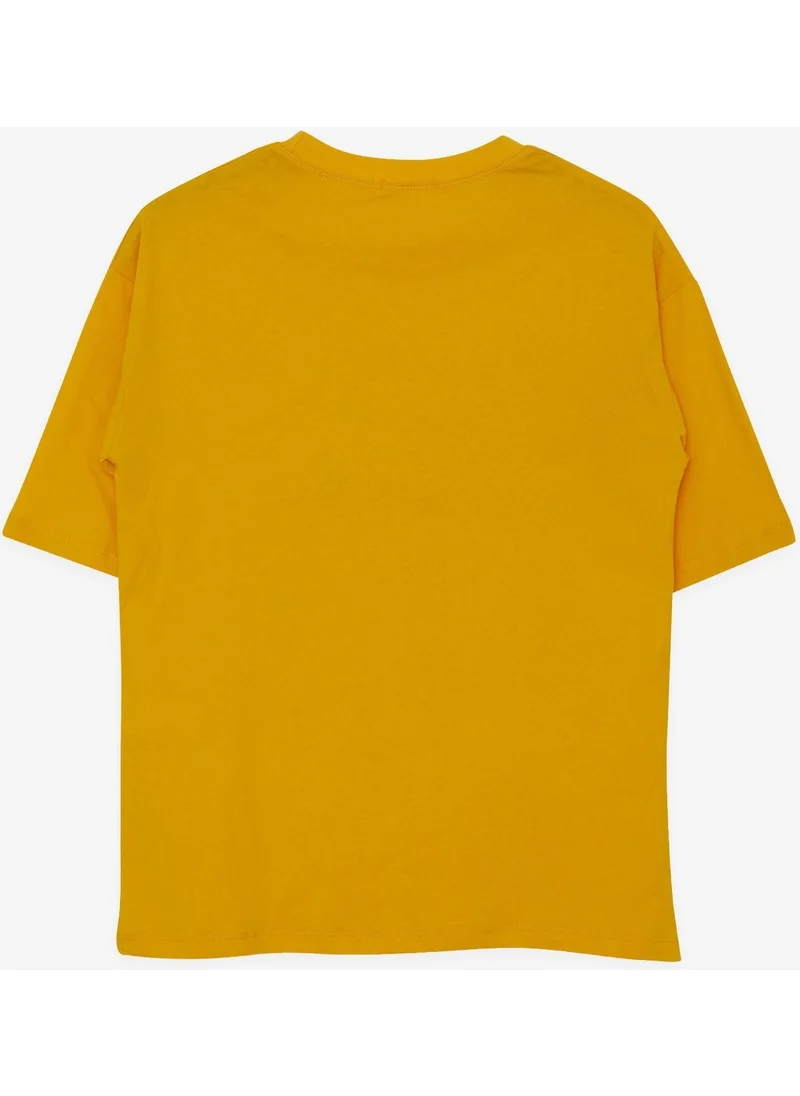 Breeze Boy's T-Shirt Colorful Shoes Printed Age 9-16, Mustard Yellow