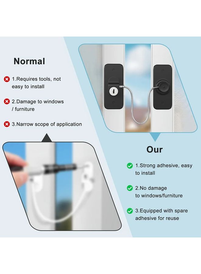 4 White Self Adhesive Window Safety Locks No Drilling Required Child Pet Fridge Drawer Lock - Image 2