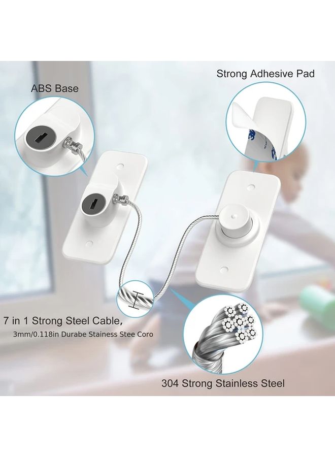 4 White Self Adhesive Window Safety Locks No Drilling Required Child Pet Fridge Drawer Lock - Image 5