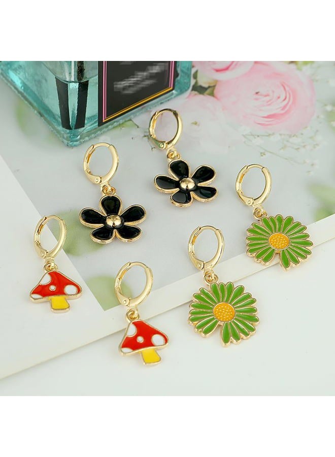 AIDSOTOU Trendy Hypoallergenic Dangle Gold Hoop Earrings for Little Girls Statement Aesthetic Dainty Drop Earrings for Girls (10 Pairs) - Image 5