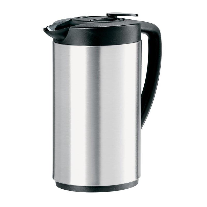 Oggi OGGI Oval Carafe Glass Liner  Stainless Steel Body 1 Liter  34oz Capacity  Ideal Glass Vacuum Coffee Carafe and Tea Thermos Press Button for Easy Pouring  Stainless 