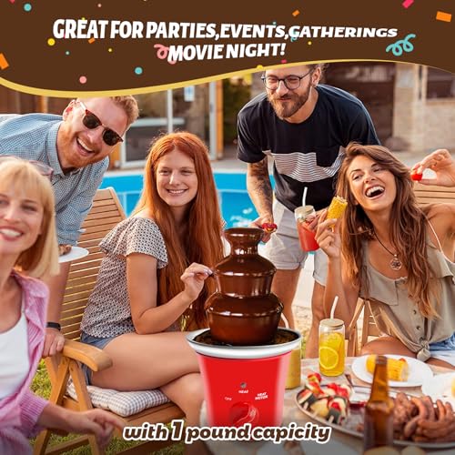 ZEVELOO MINI Chocolate Fountain Machine Small Electric Chocolate Fondue Fountain Machine for Party for Candy Butter Cheese (Red) - Image 2