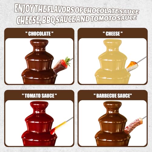 ZEVELOO MINI Chocolate Fountain Machine Small Electric Chocolate Fondue Fountain Machine for Party for Candy Butter Cheese (Red) - Image 3