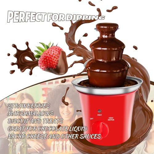 ZEVELOO MINI Chocolate Fountain Machine Small Electric Chocolate Fondue Fountain Machine for Party for Candy Butter Cheese (Red) - Image 5