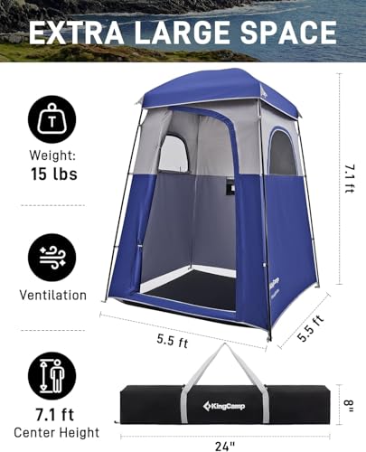 KingCamp Shower Tent, Portable Privacy Tent Outdoor Camping 1/2 Room Toilet Tents with Shower Bag & Dressing Room for Travel Beach Tailgate - Image 2