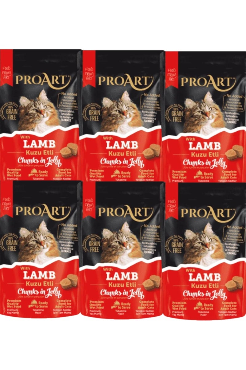 PROART Cat Wet Food Lamb Flavour For Adult Cats - 6x85g - Additive-Free Premium Formula Cat Food