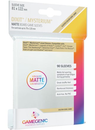 Matte Board Game Sleeves | Pack of 90 Matte Sleeves | 81 by 122 mm Card Sleeves Optimized for Use with Dixit and Mysterium | Premium Card Protection | FFG Sand Color Code | Made by Gamegenic - pzsku/ZFF6C875457716849FF87Z/45/1750154132/a2b2bd46-0046-4301-b074-fe68fc176e51
