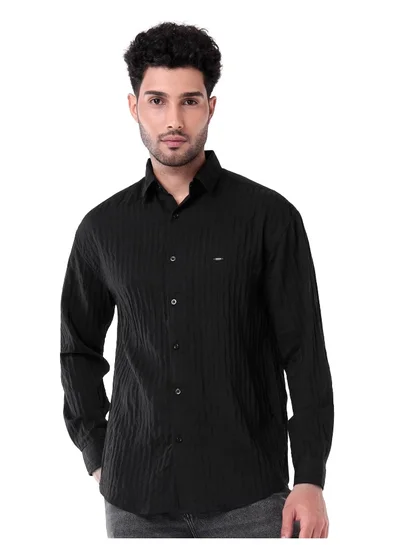Beyoung Black Full Sleeves Casual Shirt for Men