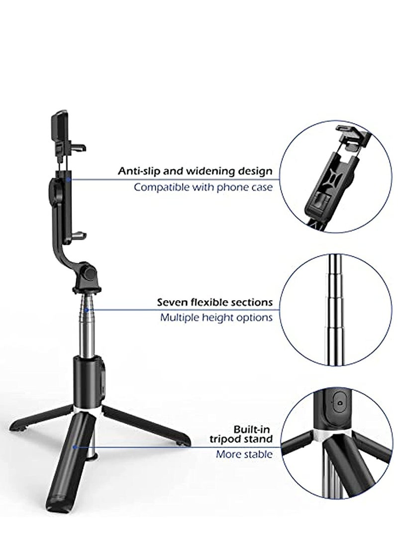 Portable Selfie Stick Tripod with Light with Detachable Bluetooth Remote,41 Inch Extendable Tripod Compatible with IPhone 13 Pro/12/11 Pro/Max/XS/XR/X and Samsung Galaxy S10/S9 Plus - Image 4