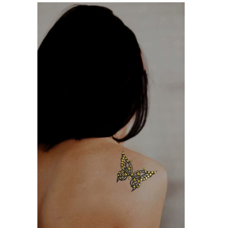Comet Busters Black Glitter Butterfly Temporary Tattoo Body Sticker (BT249) - Image 5