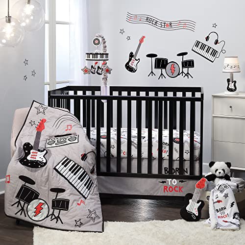 Lambs & Ivy Lambs  Ivy Rock Star Musical Instruments 3Piece Baby Crib Bedding Set  Gray - Image 1