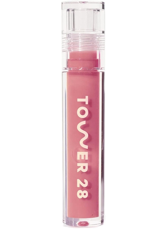 TOWER 28 Shineon Milky Lip Jelly, Pistachio, Non-Sticky, Hydrating Vegan Lip Gloss In Milky Nude Pink, Moisturizing Apricot And Raspberry Seed Oil, Clean, Cruelty Free  - Image 1