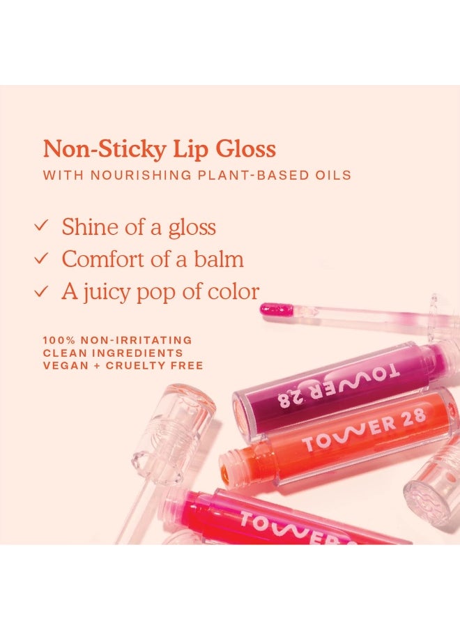 TOWER 28 Shineon Milky Lip Jelly, Pistachio, Non-Sticky, Hydrating Vegan Lip Gloss In Milky Nude Pink, Moisturizing Apricot And Raspberry Seed Oil, Clean, Cruelty Free  - Image 3