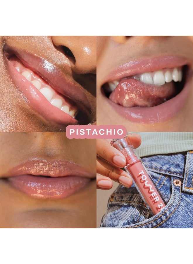 TOWER 28 Shineon Milky Lip Jelly, Pistachio, Non-Sticky, Hydrating Vegan Lip Gloss In Milky Nude Pink, Moisturizing Apricot And Raspberry Seed Oil, Clean, Cruelty Free  - Image 2