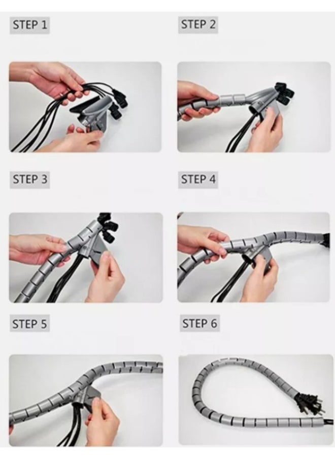 منظم كابلات حلزوني مرن عالي الجودة من Easy Cable، منظم كابلات، منظم أنابيب حماية أسلاك الكمبيوتر، أدوات إدارة، 1.5 متر