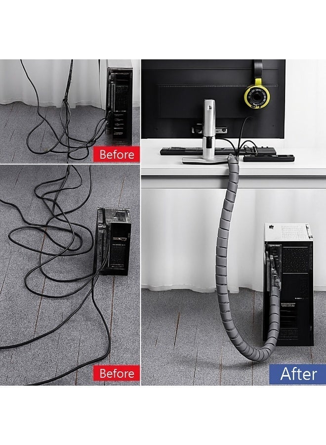 منظم كابلات حلزوني مرن عالي الجودة من Easy Cable، منظم كابلات، منظم أنابيب حماية أسلاك الكمبيوتر، أدوات إدارة، 1.5 متر - Image 3