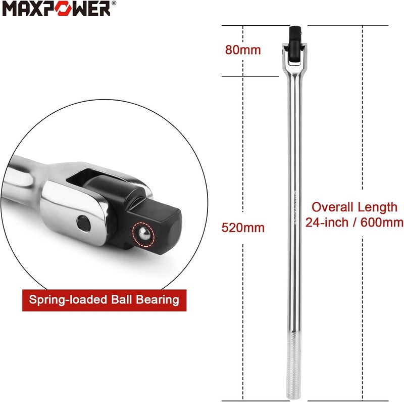 MAXPOWER Heavy Duty 3/4 Drive Breaker Bar 24-inch with Flex Handle - Image 2