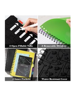 KASTWAVE Spiral Notebook for Work, 5 Subject Notebook, Notebooks for School with Dividers Tabs, 6.2" x 8.3", Notebooks for Work, Spiral Notebook with Pocket Dividers, 120 Sheets  - Image 4