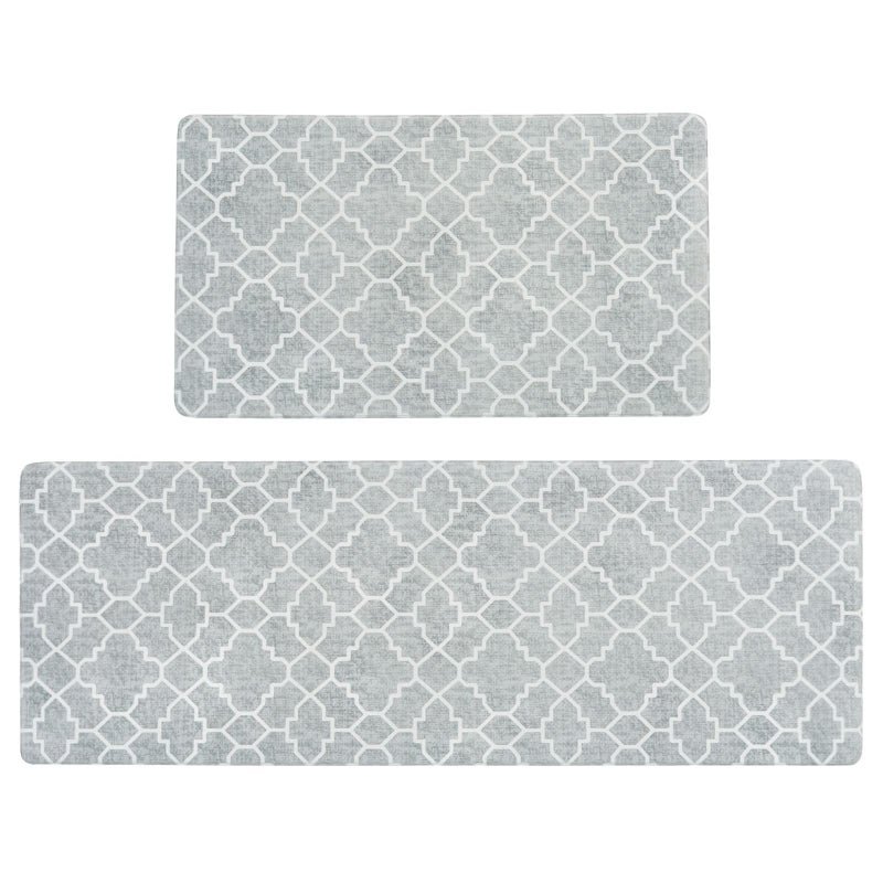 FRESHMINT Kitchen Mat Set of 2 AntiFatigue Cushioned Kitchen Mats for Floor Waterproof Non Slip Comfort Standing Mat Boho Kitchen Rug for Kitchen Decor Sink Office 17x3017x47 Stone Gray