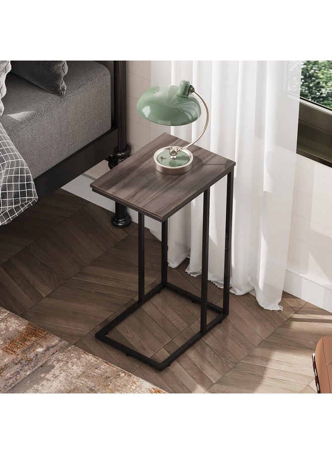Wlive WLIVE Small Side Table, C Shaped End Table for Couch, Sofa and Bed, Tv Tray Table That Slides Under for Living Room, Bedroom, Bedside, Gray and Black  - Image 4