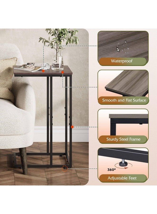 Wlive WLIVE Small Side Table, C Shaped End Table for Couch, Sofa and Bed, Tv Tray Table That Slides Under for Living Room, Bedroom, Bedside, Gray and Black  - Image 5