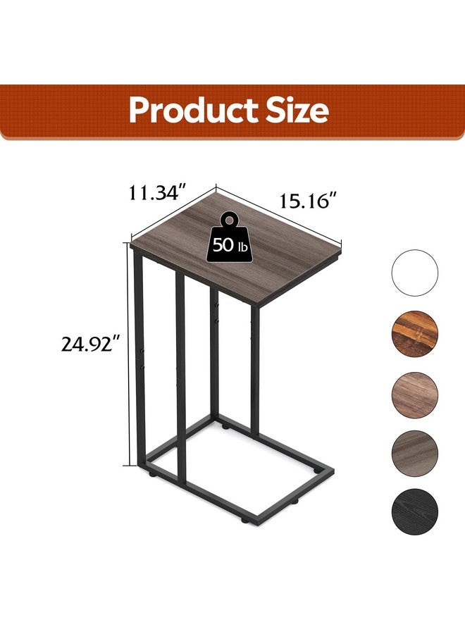Wlive WLIVE Small Side Table, C Shaped End Table for Couch, Sofa and Bed, Tv Tray Table That Slides Under for Living Room, Bedroom, Bedside, Gray and Black  - Image 3
