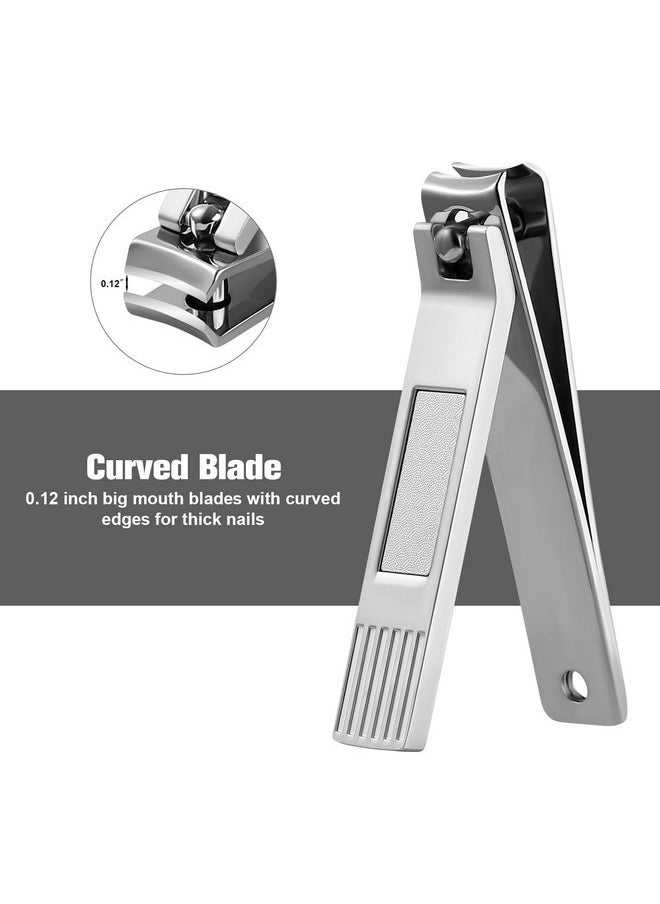 HAWATOUR Nail Clippers Set, Ultra Sharp Curved Blade Fingernail And Toenail Clipper Cutters With Visibly Tin Case, Squares And Stripes (Silver)  - Image 3