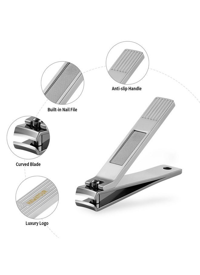 HAWATOUR Nail Clippers Set, Ultra Sharp Curved Blade Fingernail And Toenail Clipper Cutters With Visibly Tin Case, Squares And Stripes (Silver)  - Image 4