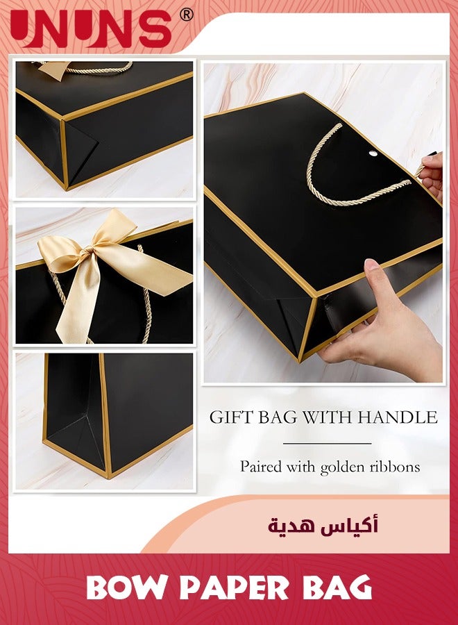 UNUNS 12 Pcs Gift Bags With Handles,28x20x10cm Paper Bag With Bow Ribbon Gift Wrap Bags For Wedding Bridesmaid Party Baby Shower Birthday Housewarming Gifts,Black - Image 4