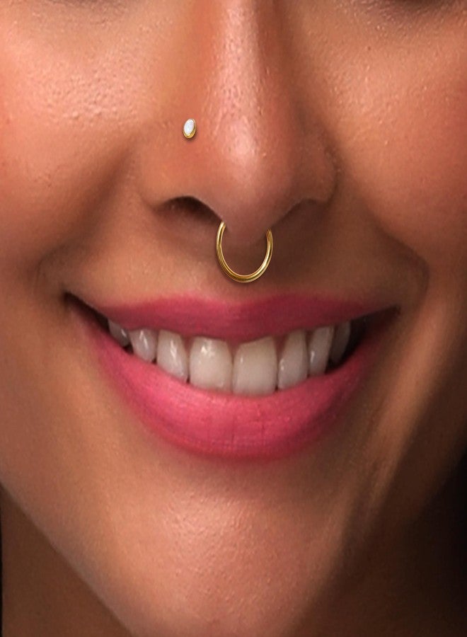 CANDYFANCY 18g Gold Nose Rings for Women Men Threadless Stud Earrings Cz Opal Flat Back Stud Earrings Set Cartilage Earrings for Tragus/Helix/Lip- Push In Nose Studs With Taper Piercing 6/8/10mm - Image 5