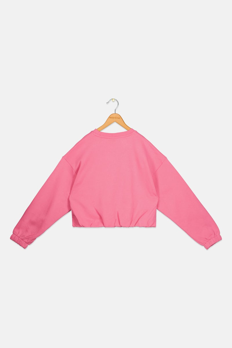 ELLE Kids Girl Brand Logo Long Sleeve Sweatshirt, Pink  - Image 2