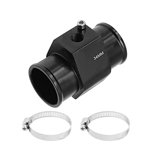 DUZFOREI Universal Black Water Temp Joint Pipe Gauge Sensor Radiator Hose Adapter with Adjustable Clamps (34mm) - Image 1