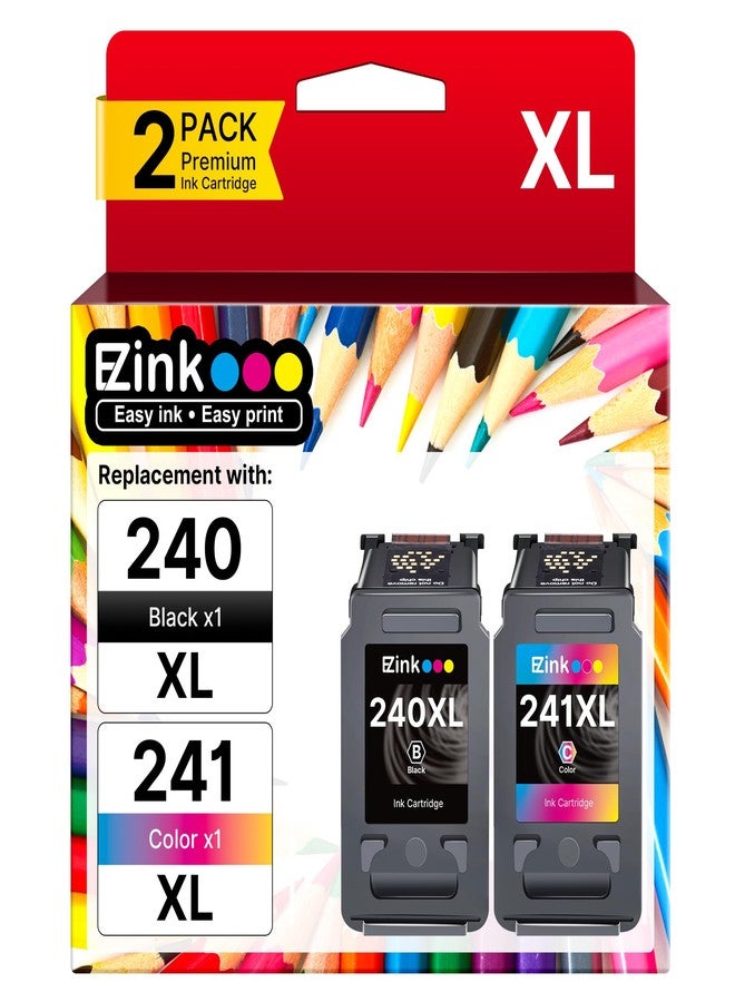 E-Z Ink 240XL 241XL Ink Cartridge Replacement for Canon 240XL 241XL Combo Pack, PG-240XL CL-141XL Works with PIXMA TS5120 MG2120 MG3620 MG3520 MG3522 MX452 MX472 MX512 MX532 Printer, 2 Pack - Image 1