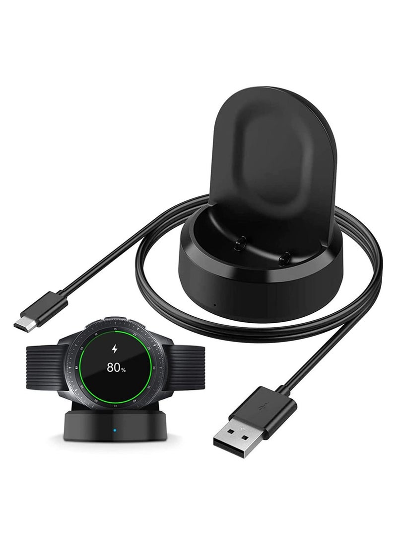 Charger for Samsung Galaxy Watch 42mm 46mm, Wireless Fast Charger Dock for Samsung Galaxy Smart Watch gear S3 Portable Charging Cradle Dock Charger stand with USB Cable(Black) - Image 1