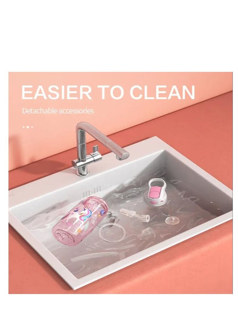 Y&D زجاجة مياه للأطفال مع شفاطة، مقبض قياس 450 مل، خالية من مادة BPA للمدرسة، فوهة شفط للأطفال، كوب ميزان بلاستيكي محمول بغطاء منبثق، شفاطة شرب تعليمية - Image 4