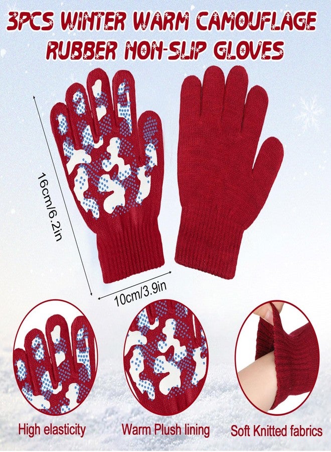 JaGely 9 Pcs Kids Hat Gloves Scarf Set for Winter Knit Beanie Hat with Pompom Neck Warmer Mittens Set for 5-10 Boys Girls(Dark Colors) - Image 3