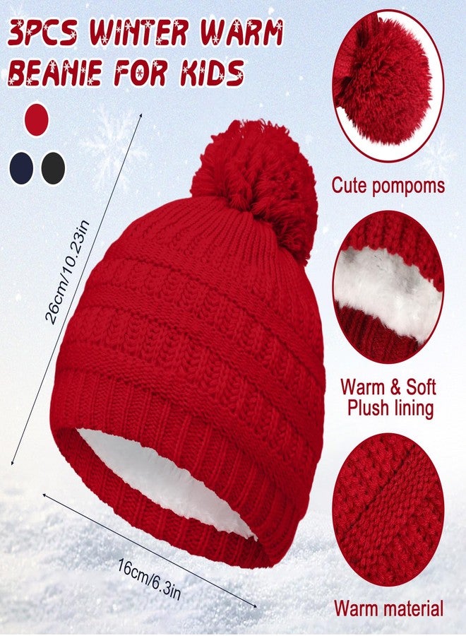 JaGely 9 Pcs Kids Hat Gloves Scarf Set for Winter Knit Beanie Hat with Pompom Neck Warmer Mittens Set for 5-10 Boys Girls(Dark Colors) - Image 2