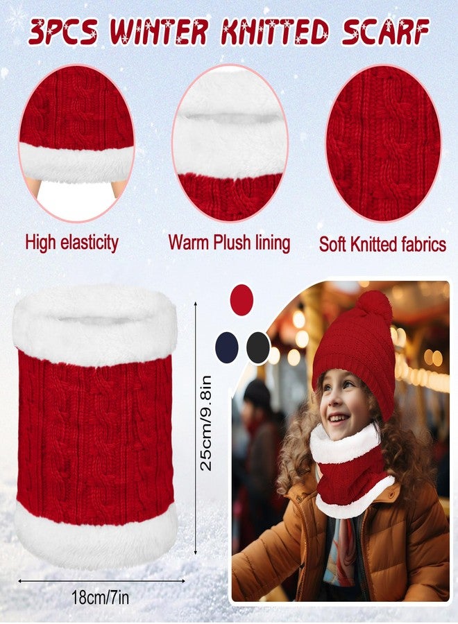 JaGely 9 Pcs Kids Hat Gloves Scarf Set for Winter Knit Beanie Hat with Pompom Neck Warmer Mittens Set for 5-10 Boys Girls(Dark Colors) - Image 4