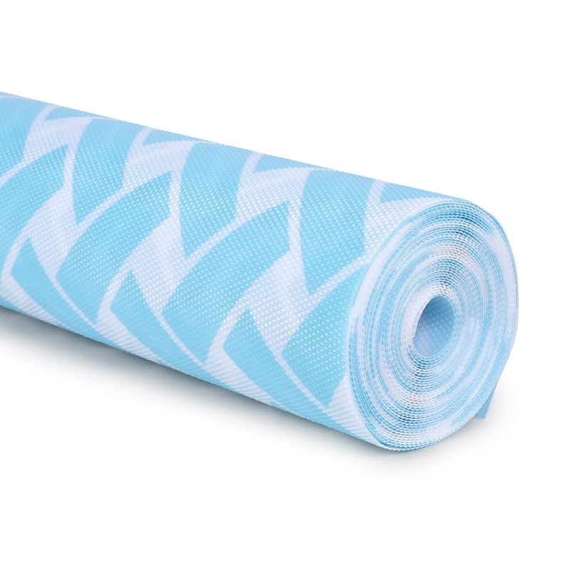 STYEVA Printed Anti-Slip Shelf Liner Mat Sheet for Drawers, Shelves, Tables, Cupboards, Fridge, Kitchen, Home, and Office - 45 CM X 5 M (Blue Cross) - Image 1