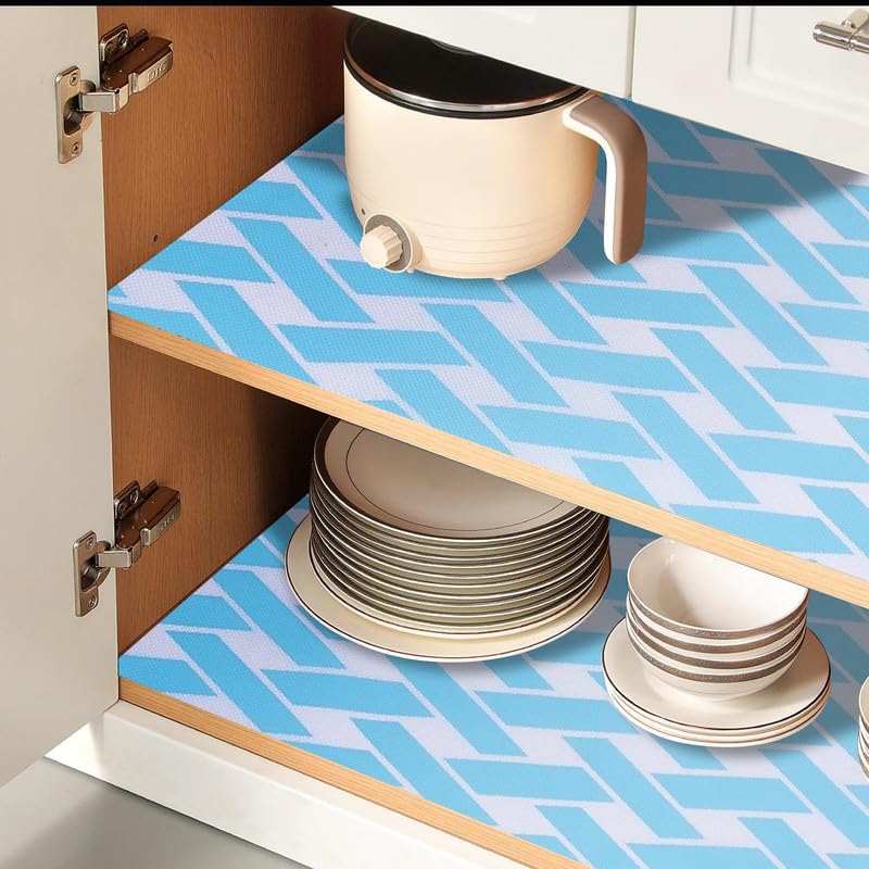 STYEVA Printed Anti-Slip Shelf Liner Mat Sheet for Drawers, Shelves, Tables, Cupboards, Fridge, Kitchen, Home, and Office - 45 CM X 5 M (Blue Cross) - Image 2