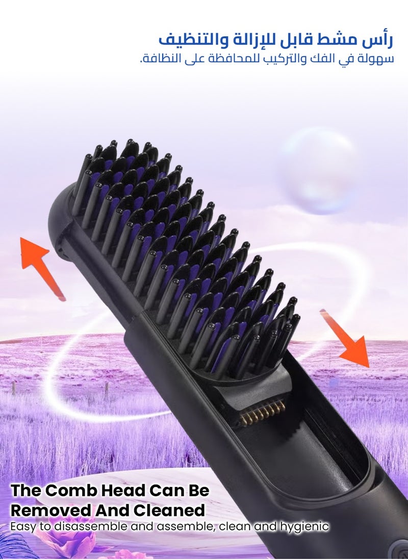 BOMIDI - Cordless Hair Straightener Comb Detachable for Easy Clean, 400M Ions, 6 Speed Smart Temp, Dual Charging, Ideal for On - the - Go Styling - Black, HB3-BLACK - Image 1