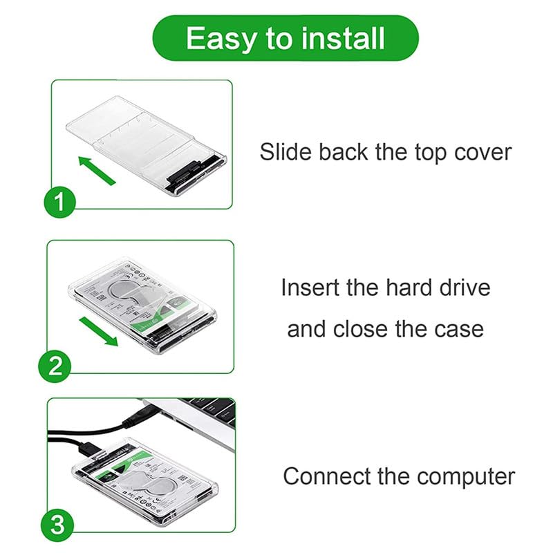 Terabyte 3.0 External Casing 2.5 inch Laptop SATA Hard Drive HDD/SSD Enclosure with Power Transfer USB,Portable Internal Hard Drive to External case for Laptop PC Desktop with Plug and Play (2 - Image 2