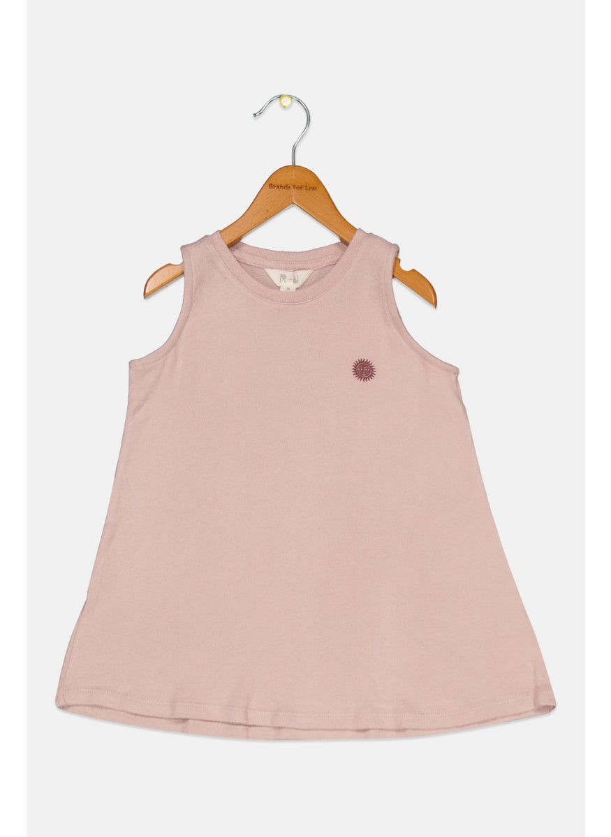 The Commons Kids Girl Crew Neck Sleeveless Top, Pink  - Image 1