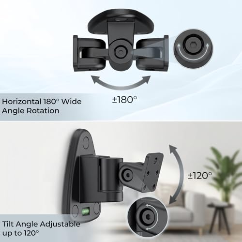 Dinghosen Upgraded Universal Metal Speaker Wall Mount, Swivel & Tilt, Speaker Mount for Small Speakers with 1/4-20, M4 M5 M6 Thread & Keyhole, For Samsung, Bose, JBL, Klipsch, Sony, Built-In Level, 2 Pack - Image 5