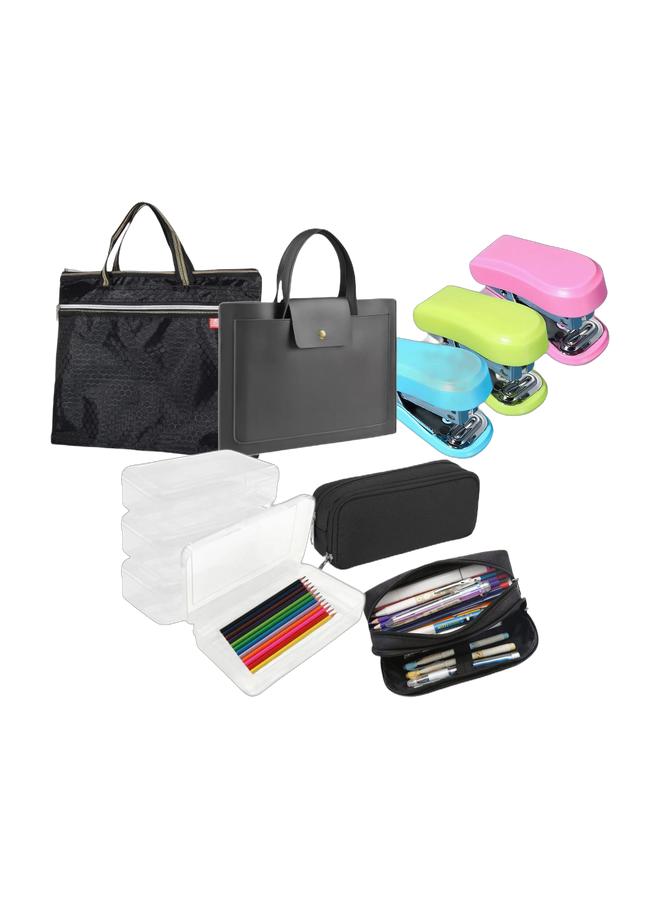 CHU DAI حقيبة لابتوب بحجم 15-16 بوصة حقيبة عمل جلدية مقاومة للماء حقيبة توت حقيبة مراسلة رفيعة لحمل الكمبيوتر الشخصي للابتوبات بحجم 15 بوصة - 16 بوصة و 1 عبوة دبابيس للمكتب، دبابيس مصغرة مع دبابيس (لون عشوائي) و حقيبة ملفات بسحاب مقاومة للماء، تخزين مستندات وكتب وأدوات في حقيبة بسحاب و 2 عبوة صندوق أقلام شفاف، منظم تخزين لوازم المكتب بسعة كبيرة، حاوية أدوات الرسم والطلاء، تخزين أقلام الألوان المائية (شفاف) و حقيبة أقلام بسعة كبيرة صندوق أقلام جمالي لمنظم لوازم المكتب، حقيبة أقلام متعددة الوظائف بسيطة ومتينة للرجال - أسود مجموعة - Image 1